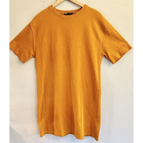 Zara Mustard Yellow T-Shirt Dress Size Medium‎ Casual - Picture 1 of 12